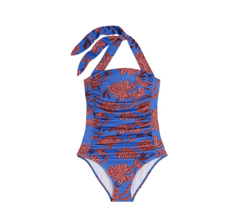 Boden blue floral halter one-piece swimsuit
