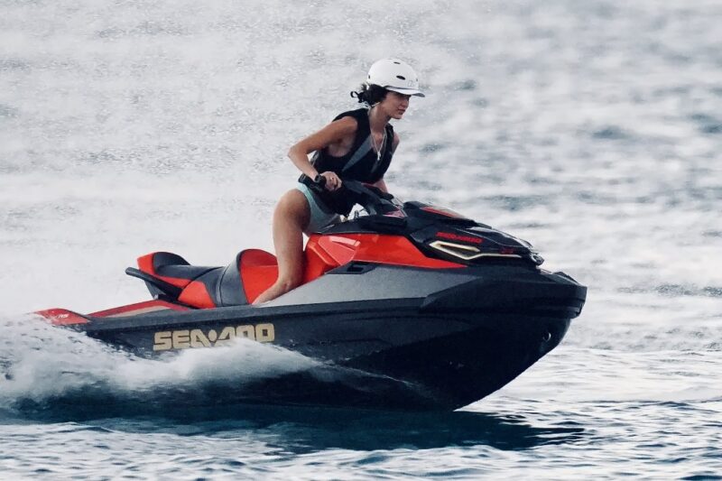 Bella Hadid's swimwear jet ski look while riding with friends