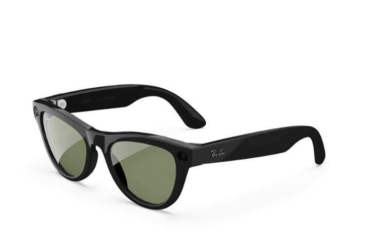 Rayban - The Wake Edit Black Ray-Ban sunglasses with green lenses in a classic Wayfarer style, shown from the front-left angle with logo on the temple